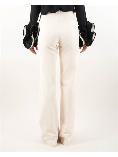 Palazzo trousers in stretch crepe with logo rivet Elisabetta Franchi ELISABETTA FRANCHI | Pants | PA02546E2193